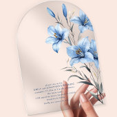 Minimalistisch Blue Florals QR Code Wedding Arch Acryleinladungen