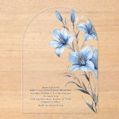 Minimalistisch Blue Florals QR Code Wedding Arch Acryleinladungen (Vorderseite)