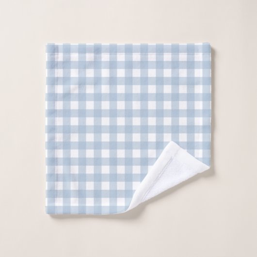 Minimalistisch Blue Gingham Kariert Pattern Badhandtuch Set (Waschlappen)