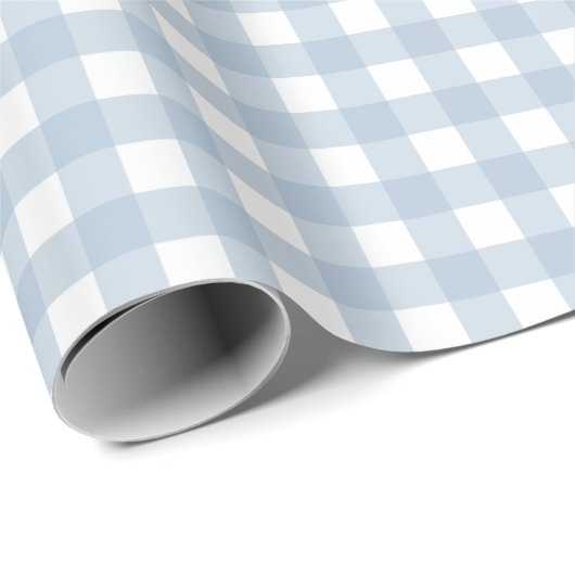 Minimalistisch Blue Gingham Kariert Pattern Geschenkpapier (Rolleneckpunkt)