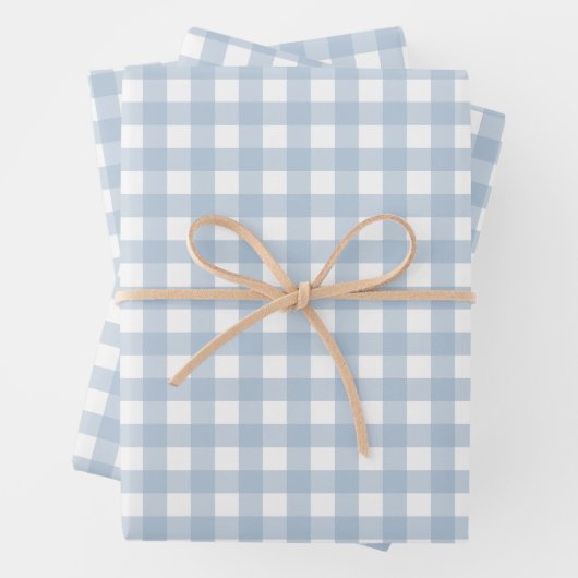 Minimalistisch Blue Gingham Kariert Pattern Geschenkpapier Set (Beispiel)