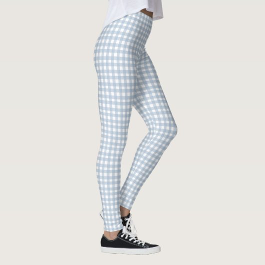 Minimalistisch Blue Gingham Kariert Pattern Leggings (Rechts)