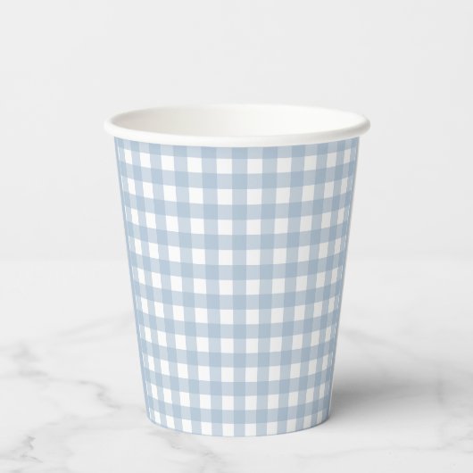 Minimalistisch Blue Gingham Kariert Pattern Pappbecher (Rückseite)