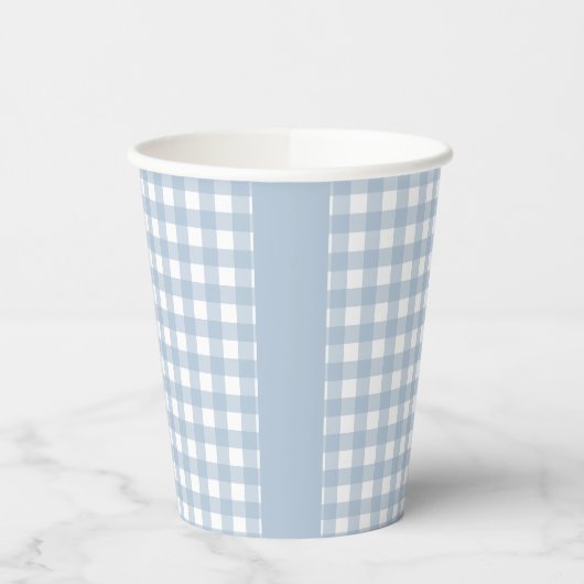 Minimalistisch Blue Gingham Kariert Pattern Pappbecher (Links)