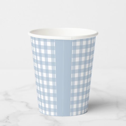Minimalistisch Blue Gingham Kariert Pattern Pappbecher (Rechts)