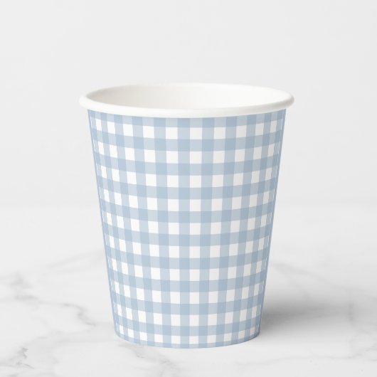Minimalistisch Blue Gingham Kariert Pattern Pappbecher (Vorderseite)