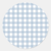 Minimalistisch Blue Gingham Kariert Pattern Runder Aufkleber (Vorderseite)