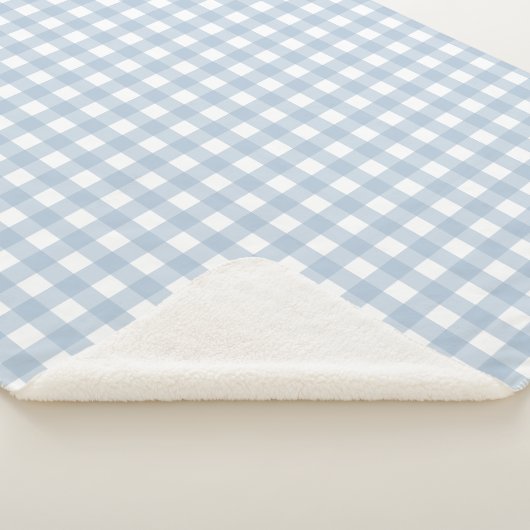 Minimalistisch Blue Gingham Kariert Pattern Sherpadecke (3/4)