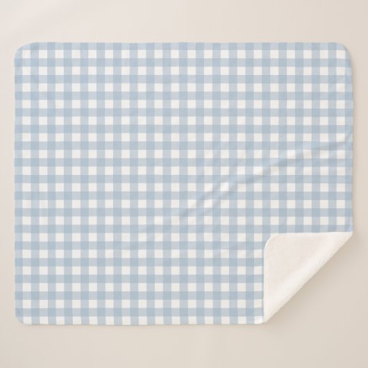 Minimalistisch Blue Gingham Kariert Pattern Sherpadecke (Vorderseite (Horizontal))