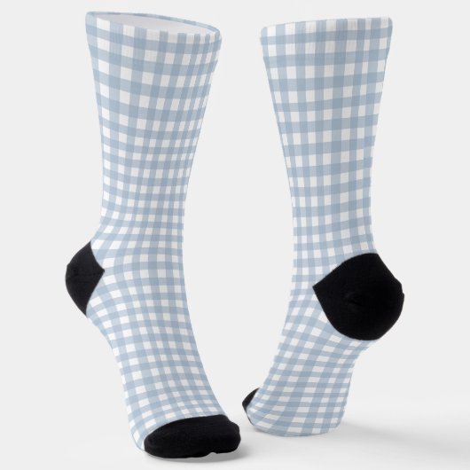 Minimalistisch Blue Gingham Kariert Pattern Socken (Gewinkelt)