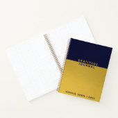 Minimalistisch Blue Gold Foil Name Dankesblatt Notizblock (Innenseite)