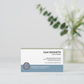 Minimalistisch Blue Gray Column Geschäftsführer Visitenkarte (Stehend Vorderseite)