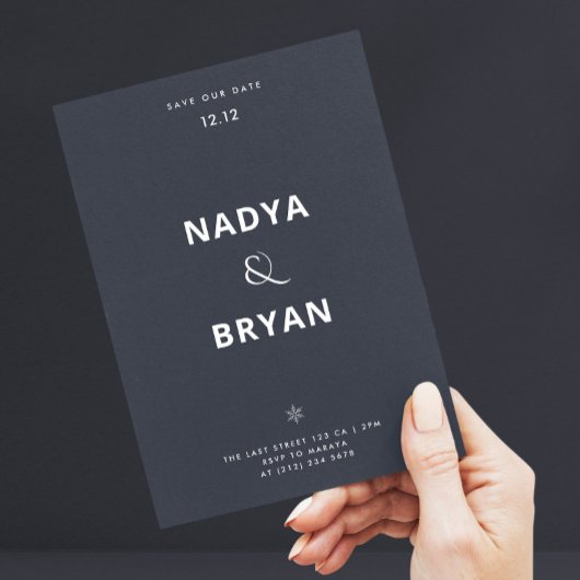 Minimalistisch-Blue-Gray-QR-Code Winterhochzeit Einladung