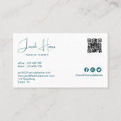 Minimalistisch Blue Green Dunkel QR Code Business Visitenkarte (Rückseite)