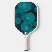 Minimalistisch Blue Green Sparkle Modern Monogram Pickleball Schläger (Rückseite)