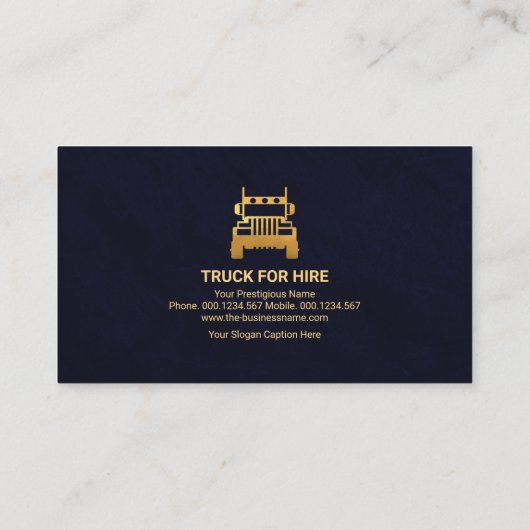 Minimalistisch Blue Grunge Gold Stripe Trucking Visitenkarte (Rückseite)