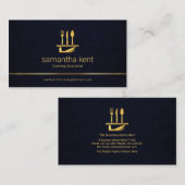 Minimalistisch Blue Grunge Texture Gold Line, Food Visitenkarte (Vorne/Hinten)