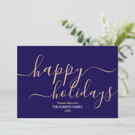 Minimalistisch Blue Happy Holidays Elegante Typogr Feiertagskarte