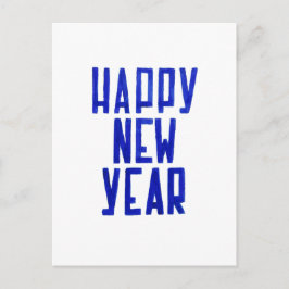 Minimalistisch Blue Happy New Year Postcard Malere Feiertagspostkarte