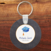 Minimalistisch Blue High School Abschluss Schlüsse Schlüsselanhänger (Vorderseite)