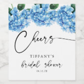 Minimalistisch Blue Hydrangea Floral Brautparty Weinetikett (Einzelnes Label)