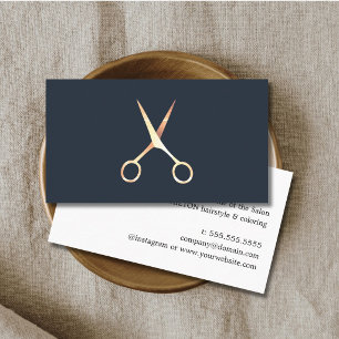 Minimalistisch Blue Imitate Gold Scissour Haare St Visitenkarte