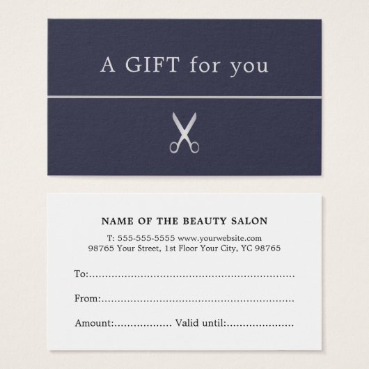 Minimalistisch Blue Imitats Silver Line-Schere Ges (Vorne & Hinten)