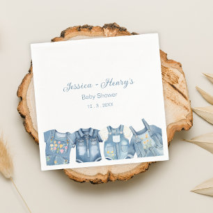 Minimalistisch Blue Jean Baby Denim Baby Shower Serviette