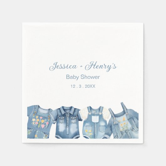 Minimalistisch Blue Jean Baby Denim Baby Shower Serviette (Vorderseite)