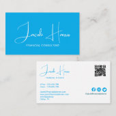 Minimalistisch Blue Light QR Code Business Cards Visitenkarte (Vorne/Hinten)