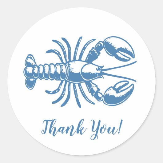 Minimalistisch Blue Lobster Coastal Vielen Dank Runder Aufkleber (Vorderseite)