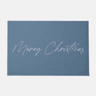 Minimalistisch Blue Modern Calligraphy Frohe Weihn Fußmatte