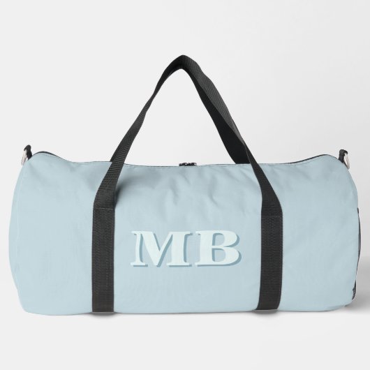 Minimalistisch Blue Modern Initial Monogram Duffle Bag (Vorderseite)