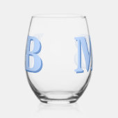Minimalistisch Blue Modern Initial Monogram Weinglas Ohne Stiel (Links)