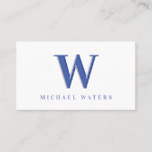 Minimalistisch-Blue-Monogram-Logo-Embossed-Effekt Visitenkarte (Vorderseite)