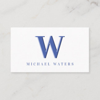 Minimalistisch-Blue-Monogram-Logo-Embossed-Effekt Visitenkarte