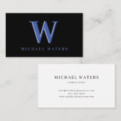 Minimalistisch-Blue-Monogram-Logo-Embossed-Effekt Visitenkarte (Vorne/Hinten)