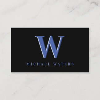 Minimalistisch-Blue-Monogram-Logo-Embossed-Effekt Visitenkarte