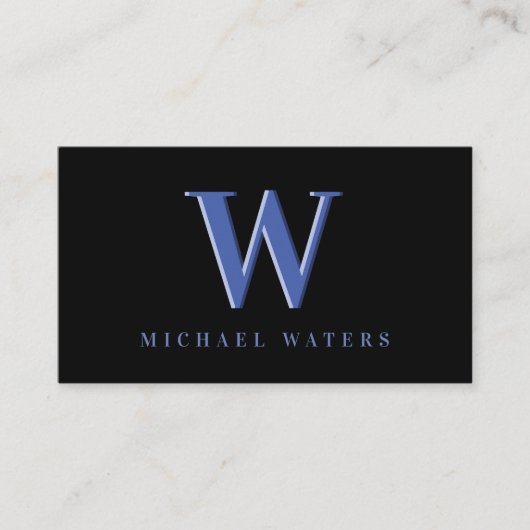 Minimalistisch-Blue-Monogram-Logo-Embossed-Effekt Visitenkarte (Vorderseite)