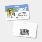 Minimalistisch Blue Nurse RN Hospital Foto ID Ausweis (Front & Back)