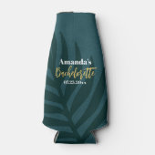 Minimalistisch Blue Palm Leaf Bachelorette Flasche Flaschenkühler (Vorderseite)