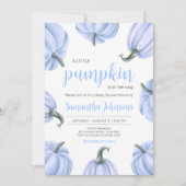Minimalistisch Blue Pumpkin Fall Baby Dusche Einladung (Vorderseite)