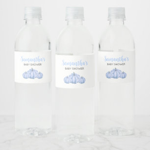 Minimalistisch Blue Pumpkin Fall Baby Dusche Wasserflaschenetikett