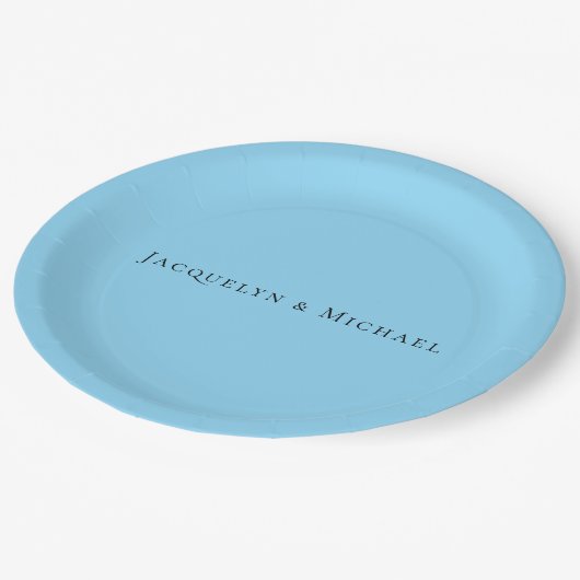 Minimalistisch Blue Schlicht Elegante Claasical Na Pappteller (Schrägansicht)