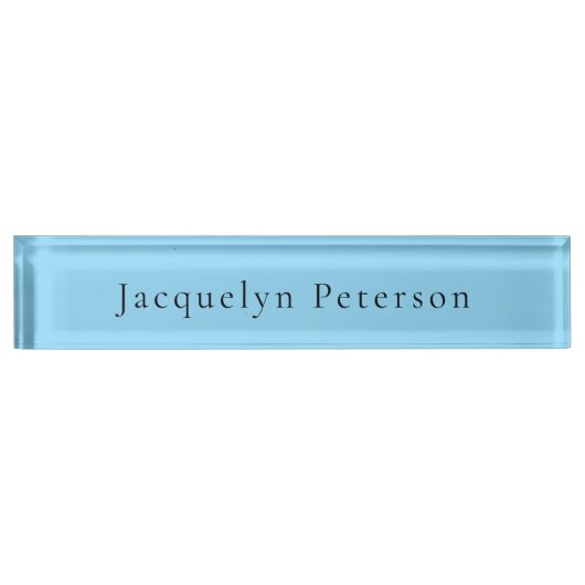 Minimalistisch Blue Schlicht Elegante Moderne Namensplakette (Vorderseite)