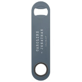 Minimalistisch Blue Schreibmaschine Einmalige Gast Speed Flaschenöffner (Vorderseite)