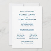 Minimalistisch Blue Spanisch-Englisch Zwei Empfäng Einladung (Vorderseite)