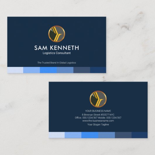 Minimalistisch Blue Stripe Logistics Consultant Visitenkarte (Vorne/Hinten)