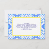 Minimalistisch Blue Tile Yellow Line Kinderdusche Dankeskarte (Rückseite)