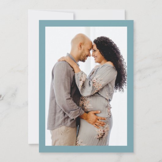 Minimalistisch Blue Tiny Human Shindig Baby Dusche Einladung (Rückseite)